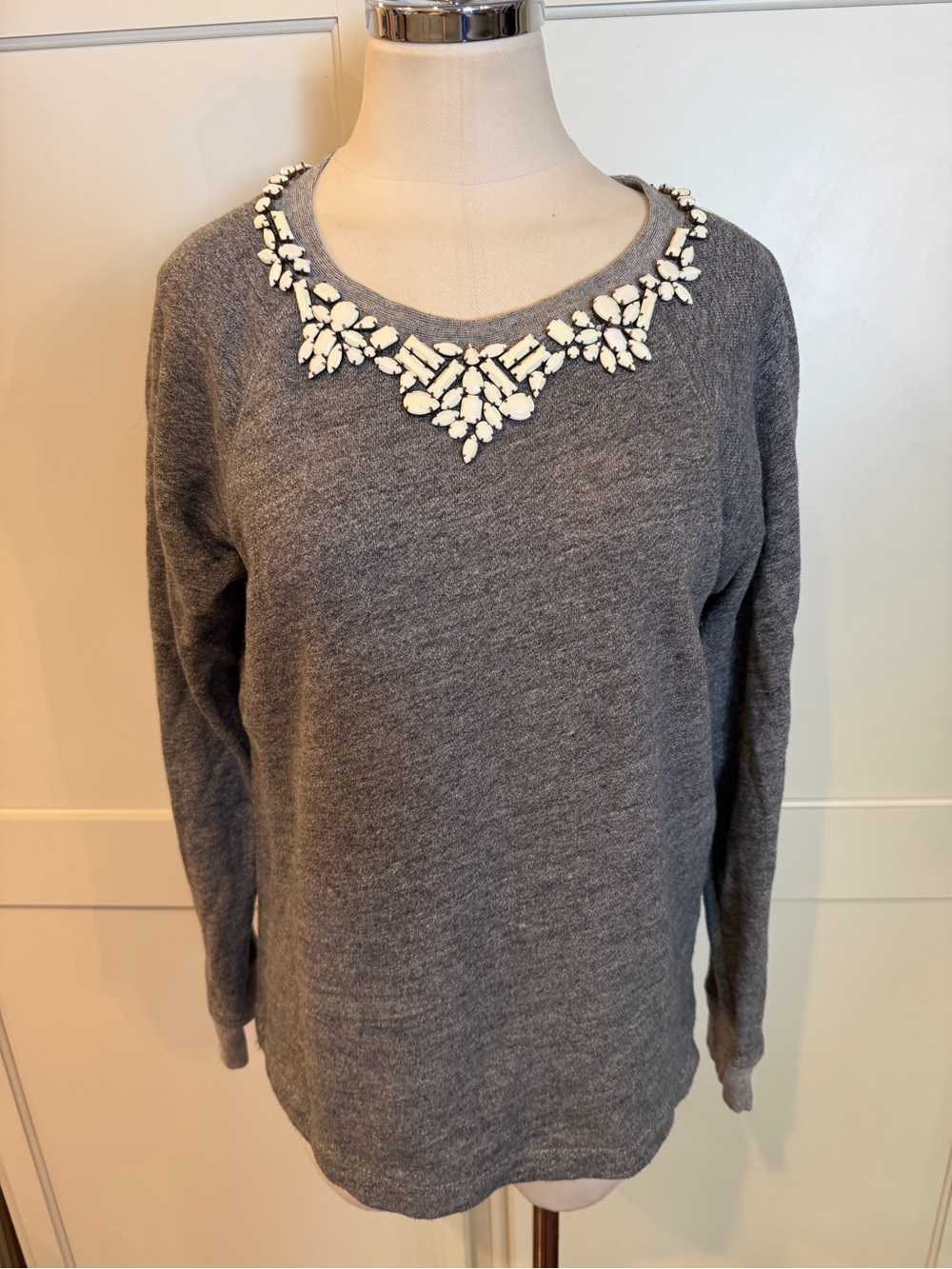 Jcrew Embellished Gray Women's Sweatshirt Top